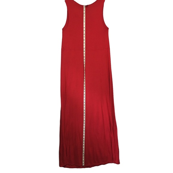 Daisy Fuentes LG Maxi Dress Red Sleeveless Keyhole pleated neck NWT - Picture 3 of 10